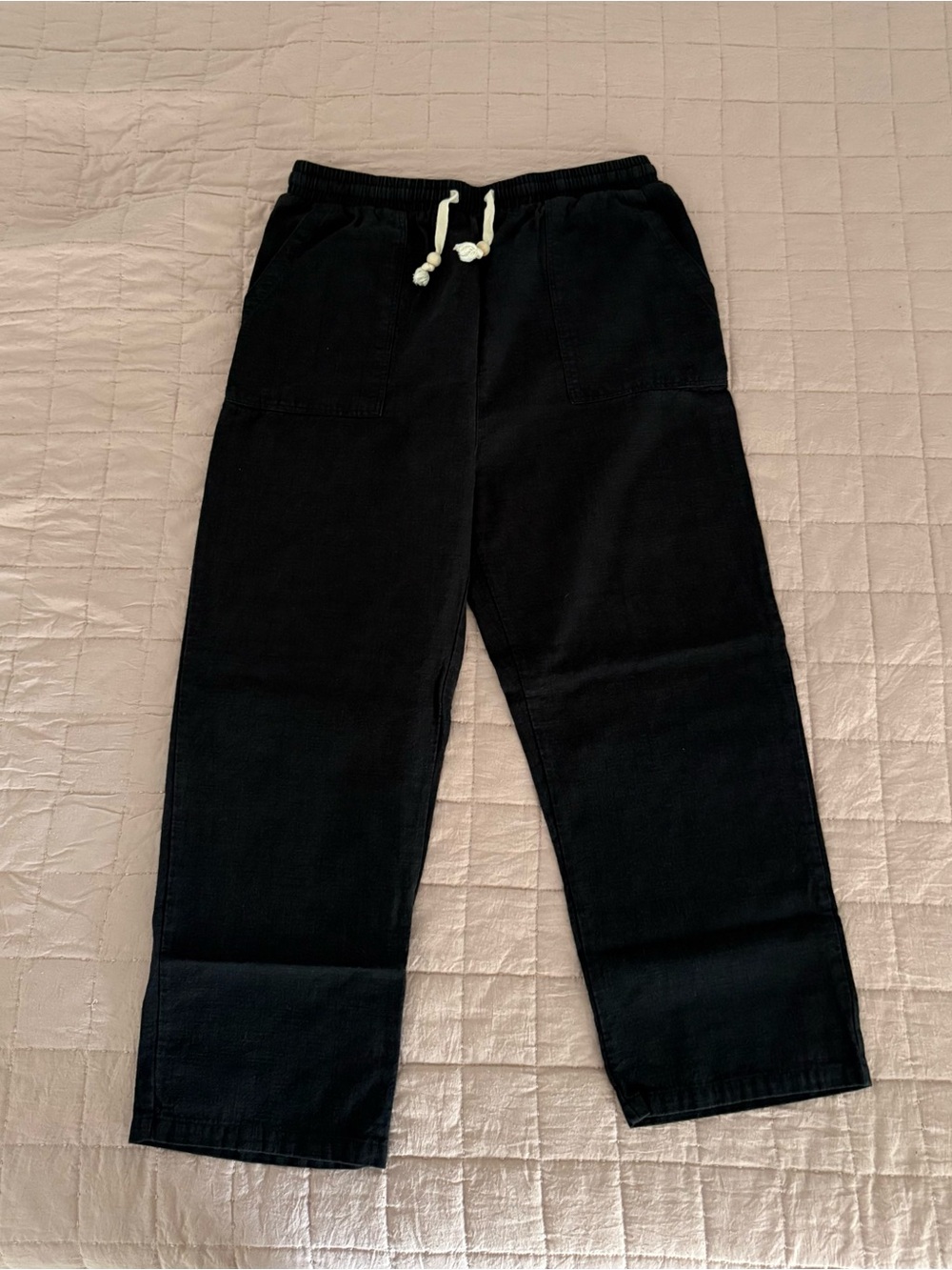 Black Drawstring Wide-Leg Trousers - Women